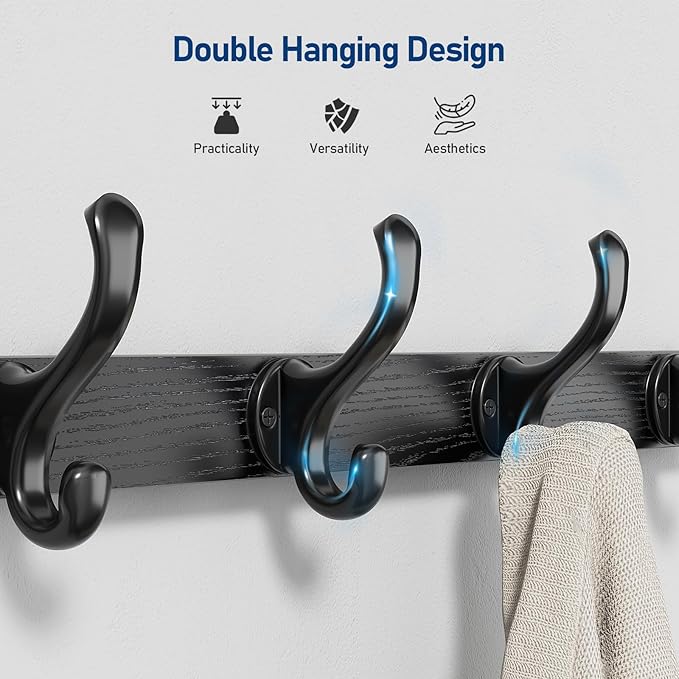 Tatub 20" Rustic Coat Rack Wall Mount with Shelf, Wall Hooks with Shelf, Heavy Duty Entryway Organizer Hangers for Hanging, Hat, Bag, Jacket for Bathroom, Living Room, Bedroom, Black-Ruum Studio Home