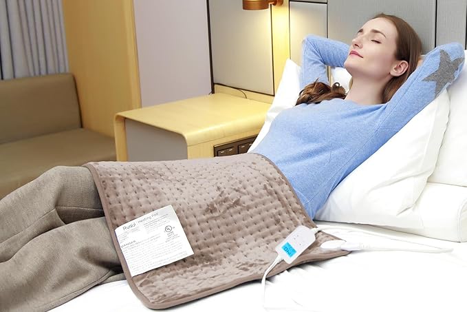 Ruqiji 17''x33'' XXXL King Size Heating Pad with Fast-Heating Technology&10 Temperature Settings, Flannel Electric Heating Pad/Pain Relief for Back/Neck/Shoulders/Menstrual Pain/Leg Cramp (Light Tan)-Ruum Studio Home