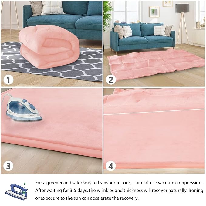 Baby Play Mat for Floor Tummy Time Mat Nursery Rug Muscle Mat Area Rug Playroom Rug Tatami Mat 4'11x3'28" Memory Foam 1.3" Thick Crawling Mat for Babies,Toddlers, Infants, Kids,Floor Mat(Pink)-Ruum Studio Home