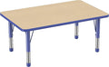 FDP Rectangle Activity School and Classroom Kids Table (30 x 48 inch), Chunky Toddler Legs, Adjustable Height 15-24 inches - Maple Top and Blue Edge-Ruum Studio Home