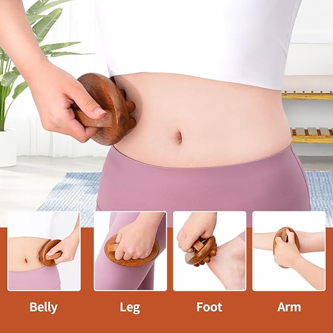 3-in-1 Wood Therapy Massage Tools Wooden Lymphatic Drainage Massager Maderoterapia Kit, Anti Cellulite Complete Body Sculpting Tools for Muscle Pain Relief, Body Contouring and Shaping-Ruum Studio Home
