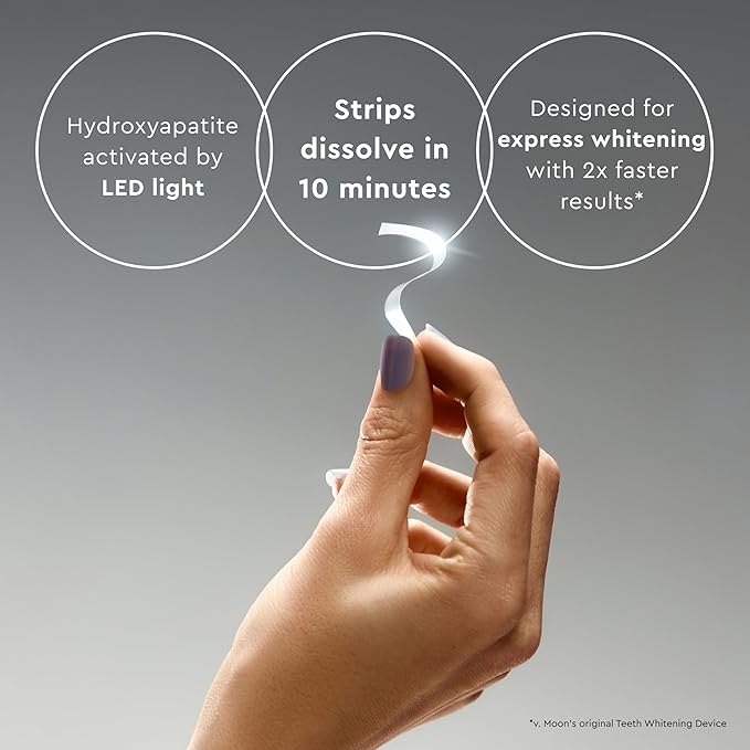 MOON LED Teeth Whitening Kit - Platinum Teeth Whitener Device + 28 Dissolving White Strips - Yellow, Blue, + Red Light Therapy Whitening Tray for Gum Health and Fresh Breath (4 Piece Kit)-Ruum Studio Home