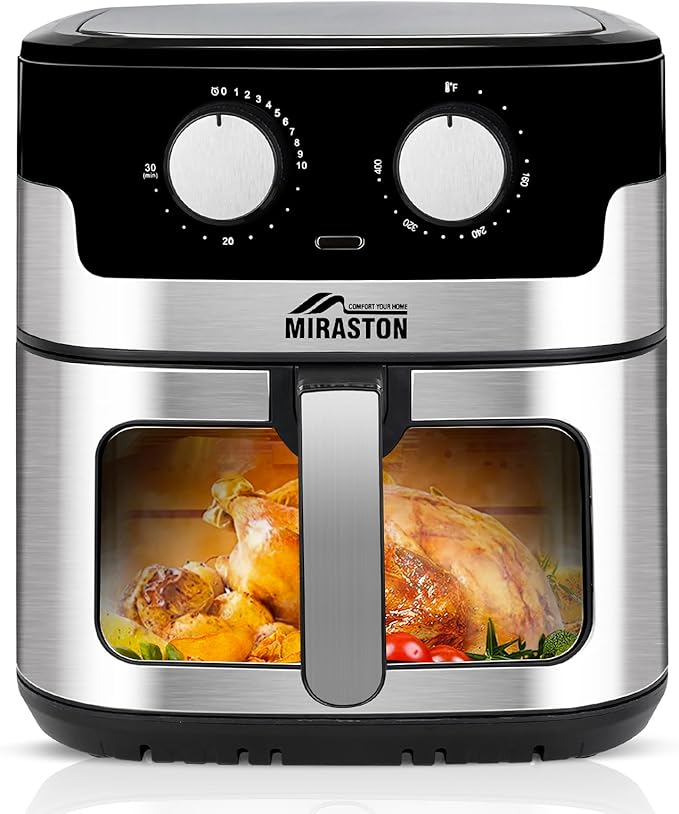 8.5QT Air Fryer, Upgraded Family Size Capacity, Visual Window, Square Basket Dials Stainless Steel Air Fryers, Reheat Leftovers, Easy Cooking for Healthier Breakfast & Dinner in Minutes-Ruum Studio Home