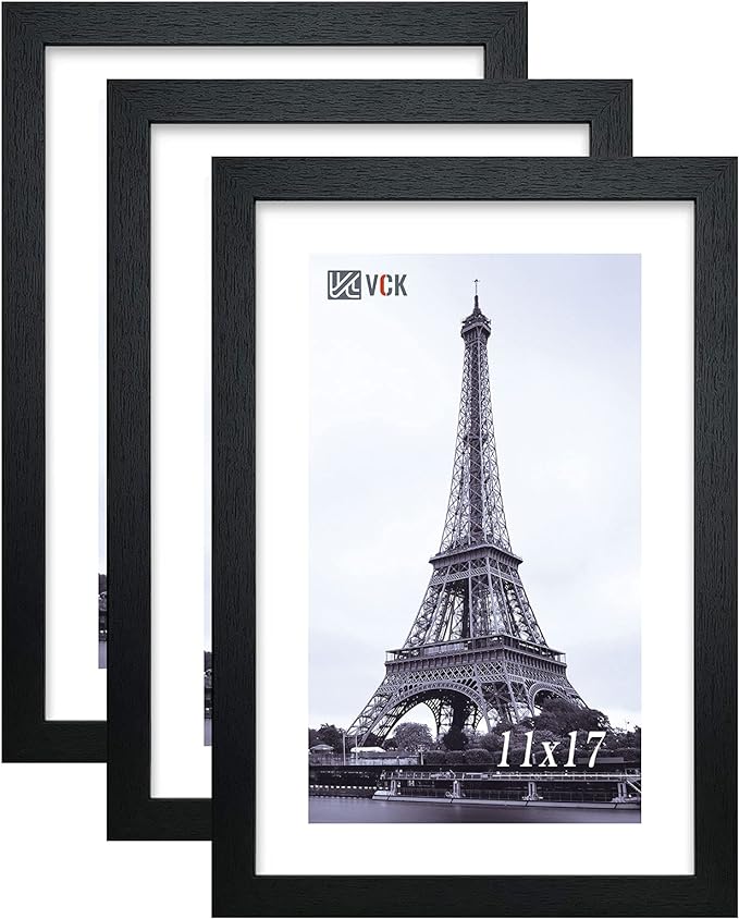 VCK Poster Frame 11x17 Set of 3, Wood Black Picture Frame, Wall Gallery Photo Frames, 3 Pack-Ruum Studio Home