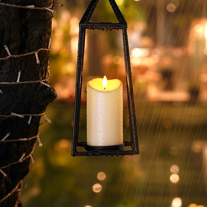Homemory 6"x3" Outdoor Waterproof Flameless Candles, LED Candles, Battery Operated Candles with Remote and Timers, Electric Fake Plastic Pillar Candles, Ivory White, Set of 2-Ruum Studio Home