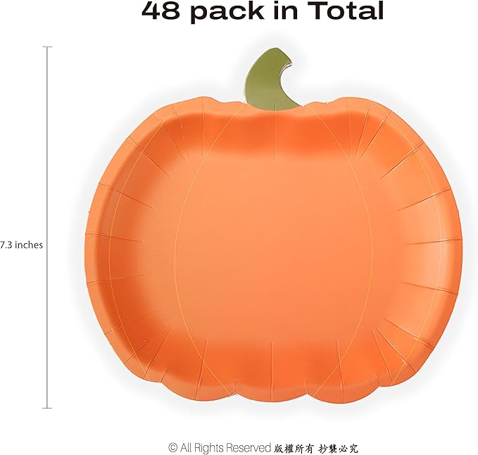 Cheerland Pumpkin Party Plates Fall Disposable Paper Plate Dessert Shaped Tableware for Summerween Birthday Baby Shower Halloween Classroom Autumn Harvest Thanksgiving Party Favor Decorations 48pcs-Ruum Studio Home