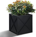 Metal Square Planter Box Tall Planters for Outdoor Plants Modern Heavy Duty with Drainage Holes for Outside Indoor Patio Deck - Black, 17”x 17”x 18”-Ruum Studio Home