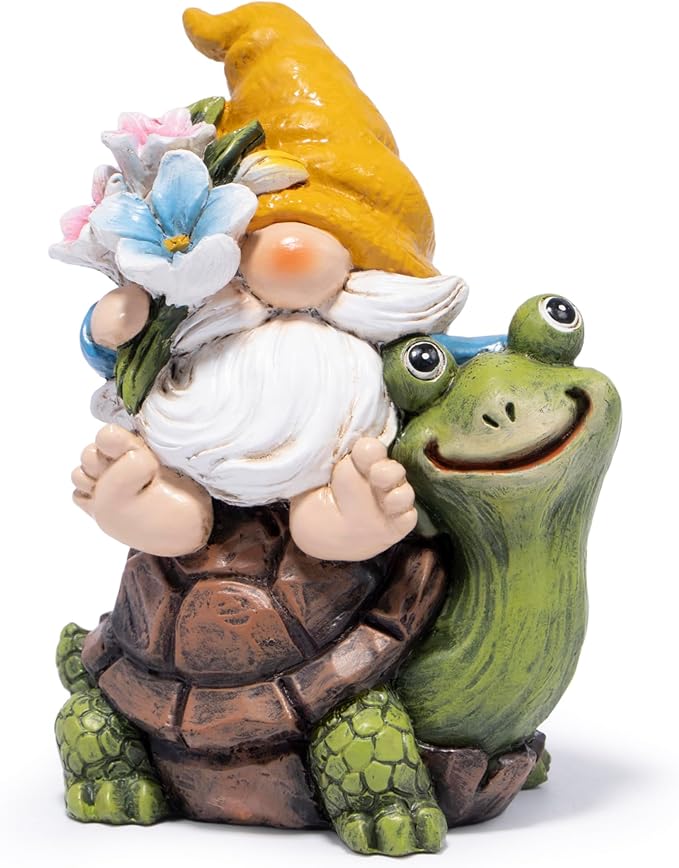 Hodao Spring Garden Gnome Decoration Flower Animal Ornaments Decor Gifts Spring Gnomes for Garden Decorations Summer Elf Figurine Gifts for Mom Outdoor Decor (Yellow)-Ruum Studio Home