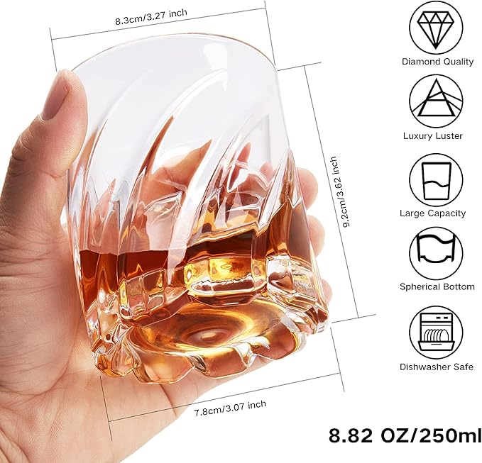 Whiskey Glasses with 4 Iceball molds and a Luxury Box, Old Fashioned Whiskey Glasses, Gifts for Dad from Daughter Son Kids, Best Father Ever Whiskey Glass, Gifts for Husband-Ruum Studio Home