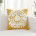 HWY 50 Mustard Yellow Decorative Throw Pillow Covers 18x18 Inch (1 Piece), Embroidered Cotton Modern Farmhouse Cushion Cover Pillow Case for Sofa Couch Living Room Bed, Sunflower-Ruum Studio Home