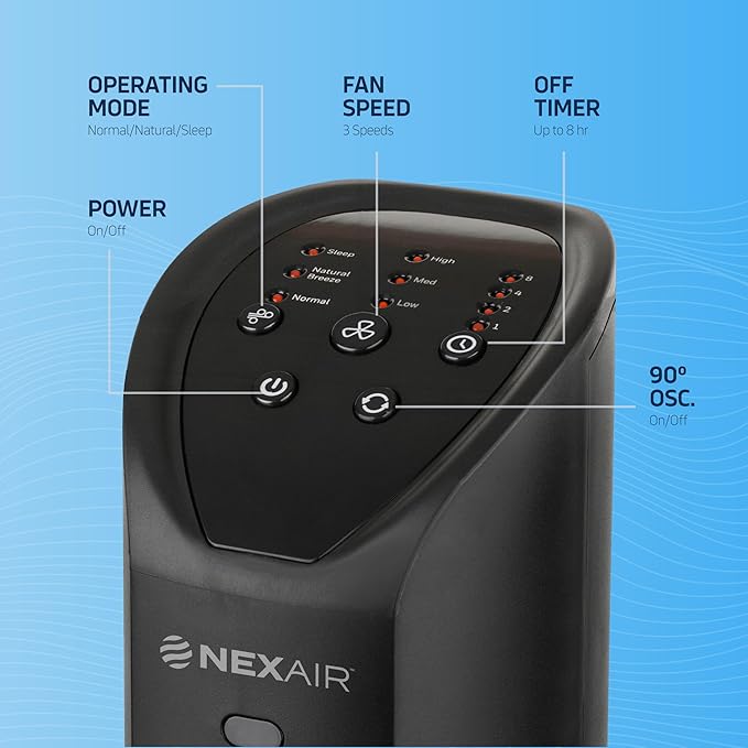 36” Oscillating Tower Fan, 3 Speed Portable Fan Tower With Remote Control, Quiet Operating Floor Fan for Bedroom with 7.5 Hr Auto Off Timer, Modern Design Room Cooling Fan For Home & Office-Ruum Studio Home