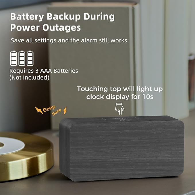 uscce Wooden Digital Alarm Clocks for Bedrooms: Dimmable Dual Alarm Clock with Large Numbers for Bedside Desk - Loud Alarm for Heavy Sleepers with Volume Control - Wood Decor & Gifts-Ruum Studio Home