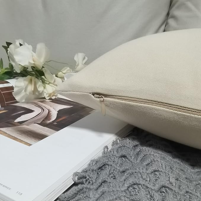 Lumbar Pillow Covers 12x20 Inches Bear Decorative Cotton Linen Throw Lumbar Waist Embroidered Cushions Covers for Couch Sofa Bedroom (Khaki)-Ruum Studio Home