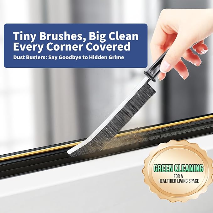 3 Pcs Cleaning Brushes for Household - Crevice Brush for Scrub Small Spaces, Toilet Cleaning Tool with Comfortable Grip, Long&Firm Bristle for Shower Tile Grout, Sinks Gap, Window Tracks, Hinges-Ruum Studio Home