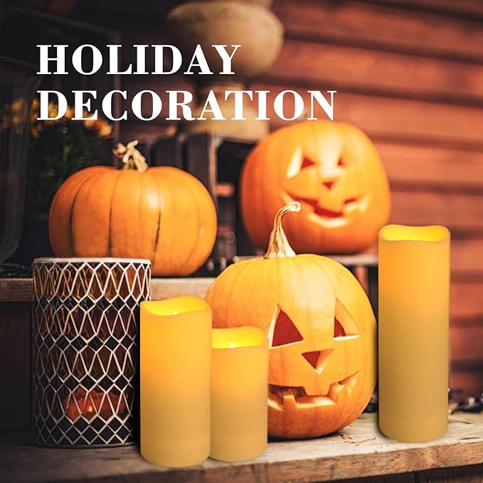 72-Pack Realistic Flameless LED Candle, Battery Operated with Remote Control, 3D Flame Pillar Timer Funtion Melted Top Safe,Perfect for Indoor/Outdoor Decor,Wedding,BBQ and Gift.-Ruum Studio Home