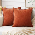 MIULEE Pack of 2 Fall Couch Throw Pillow Covers 16x16 Inch Rust Farmhouse Decorative Pillow Covers with Stitched Edge Soft Chenille Solid Dyed Pillow Covers for Sofa Bed Living Room-Ruum Studio Home