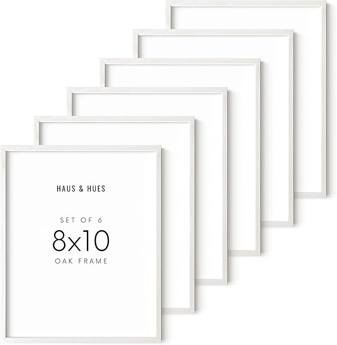 HAUS AND HUES White Oak 8x10 Picture Frame Set - Set of 6 8x10 Picture Frame Wood, White 8x10 Picture Frame Set of 6, Wooden Picture Frames 8x10, 6 8x10 Picture Frames for Wall (White Oak Frame)-Ruum Studio Home