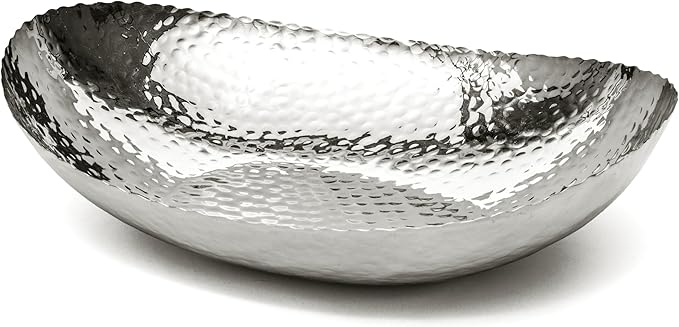 Monarch Abode Hand Hammered Decorative Bowl for Home Decor, 12.75-Inch Polished Stainless Steel – Key Bowl for Entryway Table, Catch All, Decorative Fruit Basin, Key Holder, Bowls for Home Decor-Ruum Studio Home