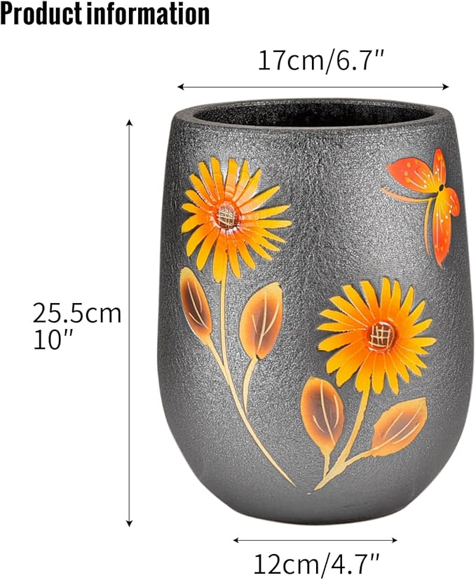 Sungmor 10.6 Inch Ceramic Succulent Plant Pot with Drainage Hole, Hand Painted Flower Pots for Plants, Unique Texture Decorative Planter for Indoor and Outdoor, Pottery Vase for Home Office Decor-Ruum Studio Home