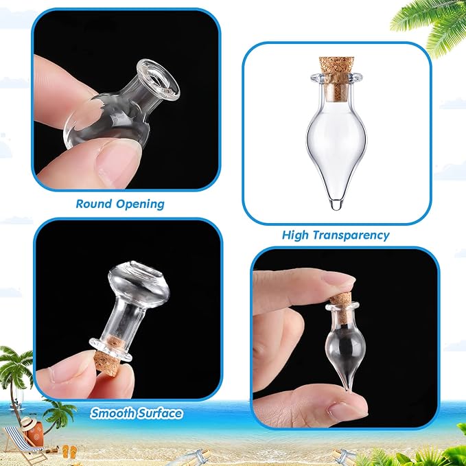 140 Pcs Mini Glass Bottles with Cork Stoppers Tiny Wishing Potion Bottles, 14 Shapes, Small Spell Apothecary Jar Vials Witchcraft Drifting Jar for Wedding Halloween Party Arts DIY Crafts-Ruum Studio Home