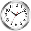 14 Inch Wall Clock Large Battery Operated Big Silent Non Ticking Analog Decorative for Living Room Office Kitchen Outdoor Classroom Bedroom Bathroom School Home(Silver)-Ruum Studio Home