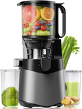 Cold Press Juicer, 5.3" Wide Feed Chute Juice Extractor Machine with 400W, High Juice Yield, Slow Masticating Juicer for Whole Vegetables & Fruits, Deep Grey-Ruum Studio Home