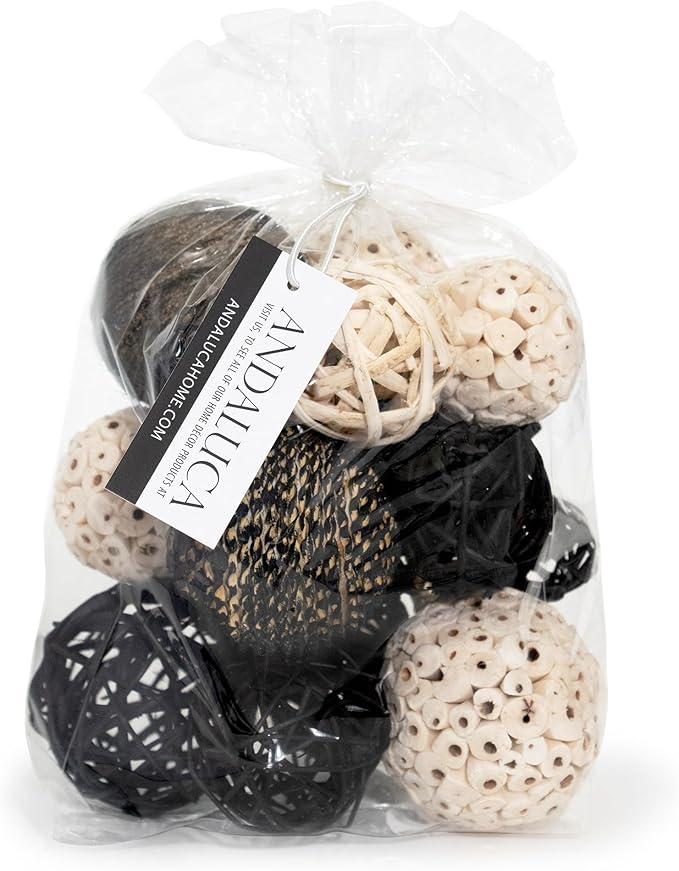 ANDALUCA Decorative Balls Bag Bowl Filler Home Decor (Black & White)-Ruum Studio Home