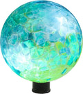 VCUTEKA Gazing Ball, Glass Gazing Balls Sphere for Garden Lawn Outdoor Ornament Yard Decorative, Blue Swirl, 10"-Ruum Studio Home