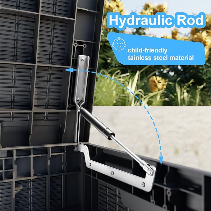 100 Gallon Deck Box,Resin Outdoor Storage Box with Lockable for Patio Furniture, Pool Accessories, Garden Tools Waterproof Outside Storage Box, Black-Ruum Studio Home