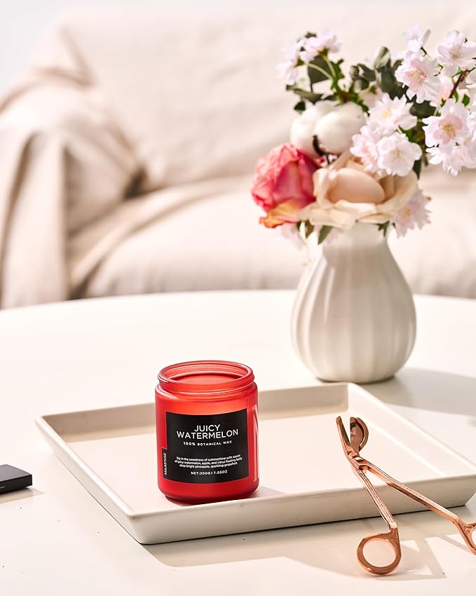 M&SENSE Juicy Watermelon Scented Candle, 7.05oz 50 Hours Clean Non Toxic Natural Soy Wax Long Lasting Candle for Women Men, 2 Wick Fruit Scent Home Fragrance Home Decor for Housewarming Gifts-Ruum Studio Home