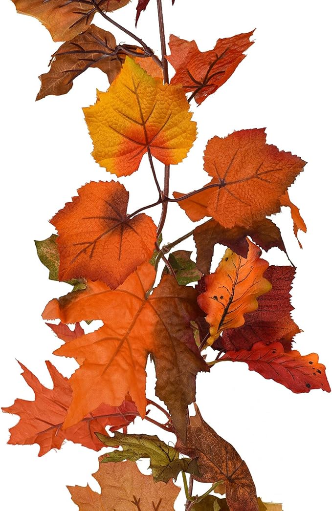 Lvydec 4 Pack Fall Maple Garland - 5.9ft/Strand Artificial Fall Foliage Garland Realistic Maple Leaves Autumn Decor for Home Wedding Halloween Thanksgiving Party (Mixed Color)-Ruum Studio Home