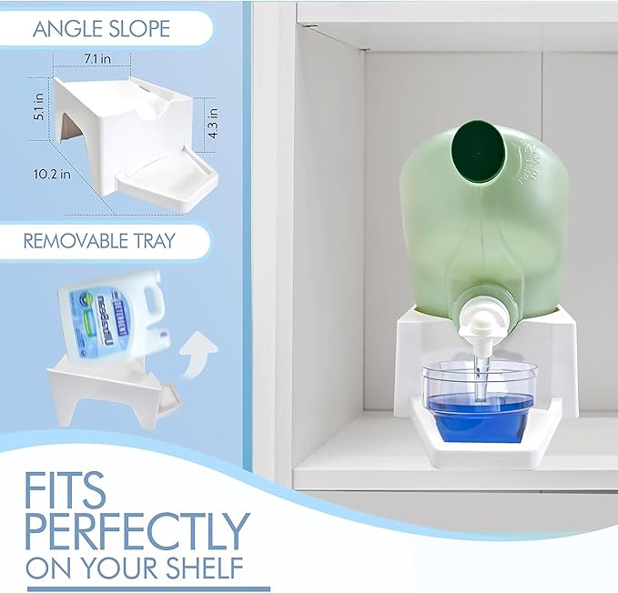 TidyFriend 3 Pack Laundry Detergent Dispenser with Tray & Strap, Laundry Soap Dispenser with Non-Slip Rubber Feet for Washing Room Organization, Easy Pour (White)-Ruum Studio Home