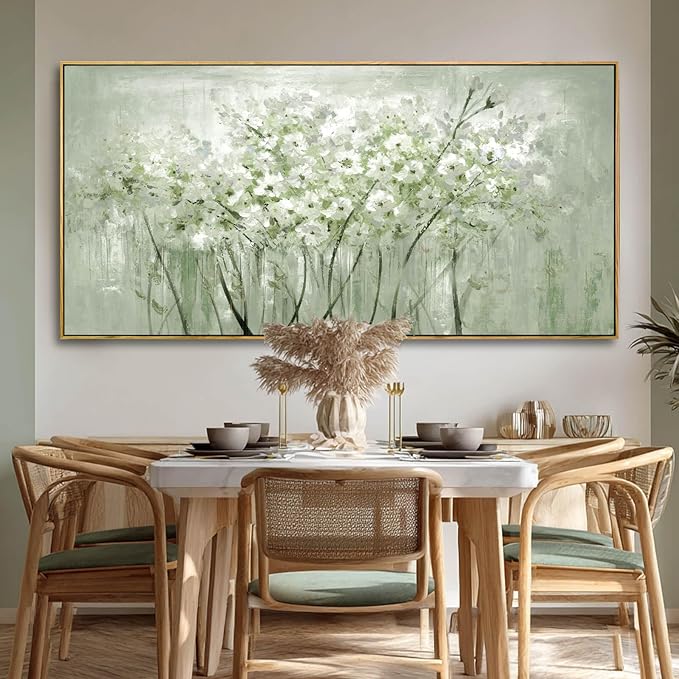 Framed Floral Wall Art Green botanical Canvas 24"x48" Artwork plant print Nature Wall Decor for Home Living Room Bedroom Kitchen Office-Ruum Studio Home
