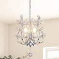 Ganeed 3-Light Branch Crystal Chandelier, Small Flush Mount Vintage Pendant Hanging Lighting, K9 Crystal Farmhouse Ceiling Light for Dining Room Bedroom Living Room Kitchen Hallway, Chrome Silvery-Ruum Studio Home