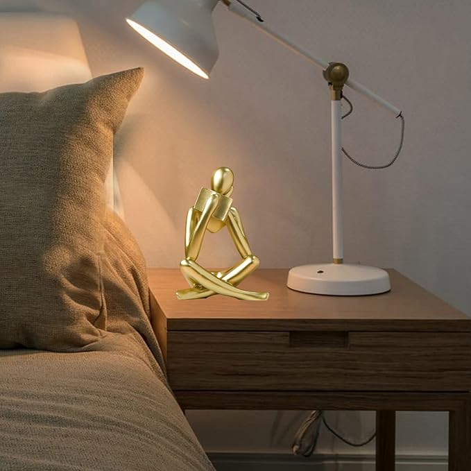 Bookshelf Decor Thinker Statue - Abstract Style Thinker Sculptures Modern Aesthetic Figurine Decoration Statues for Home Decor-Right Thinking-Gold-Ruum Studio Home