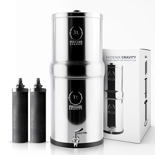 Gravity Water Filter System – 1.5 Gallons NSF Certified AISI 304 Stainless Steel Premium Countertop Water Filtration System with 2 Smart Black Carbon Filters & Stainless Steel Spigot-Ruum Studio Home