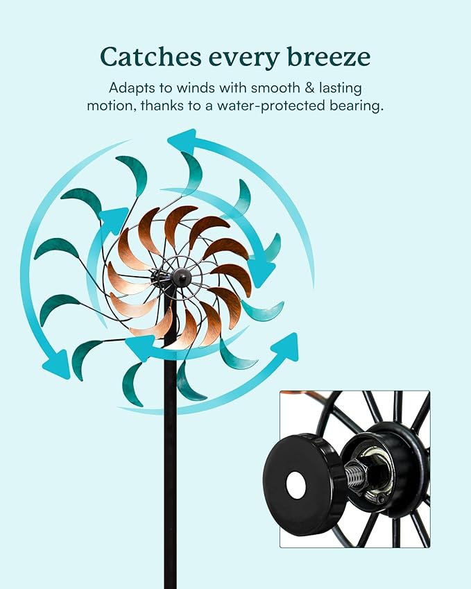 Wind Spinners Outdoor - Metal Windmill for Yard and Garden, Kinetic Wind Sculptures with Stake, Ideal Artistic Decor Gift (13'' W x 54'' H)-Ruum Studio Home