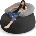 HABUTWAY Bean Bag Chair with U-Shaped Pillow for Adult and Kids Big BeanBag Chair with Filling Ultra Soft Teddy Fleece Couch Chair with Washable Cover for Living Room Bedroom, Dark Grey & Light Grey-Ruum Studio Home