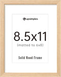 upsimples 8.5 by 11 Picture Frame, Natural Solid Wood Picture Frames, Display 6x8 with Mat or 8.5 x 11 Without, Wall or Tabletop, 1 Pack, Natural-Ruum Studio Home
