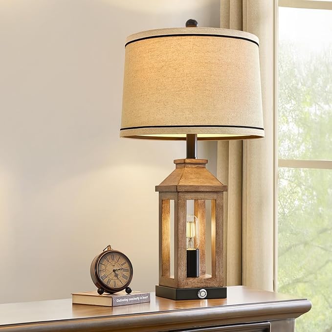 23.75" Farmhouse Table Lamps USB A+C Charging Ports 3-Way Dimmable Touch Control Lamp Nightlight Vintage Modern Lamp for Living Room Bedroom with 2 Light Sources-Ruum Studio Home