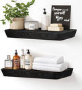 16"x6.8"x1.6" Slanted Floating Wall Shelves 2-Pack - Rustic Black Finish, Heavy-Duty Solid Wood Design with Hidden Brackets - Perfect for Living Room, Kitchen, Bathroom, or Office-Ruum Studio Home