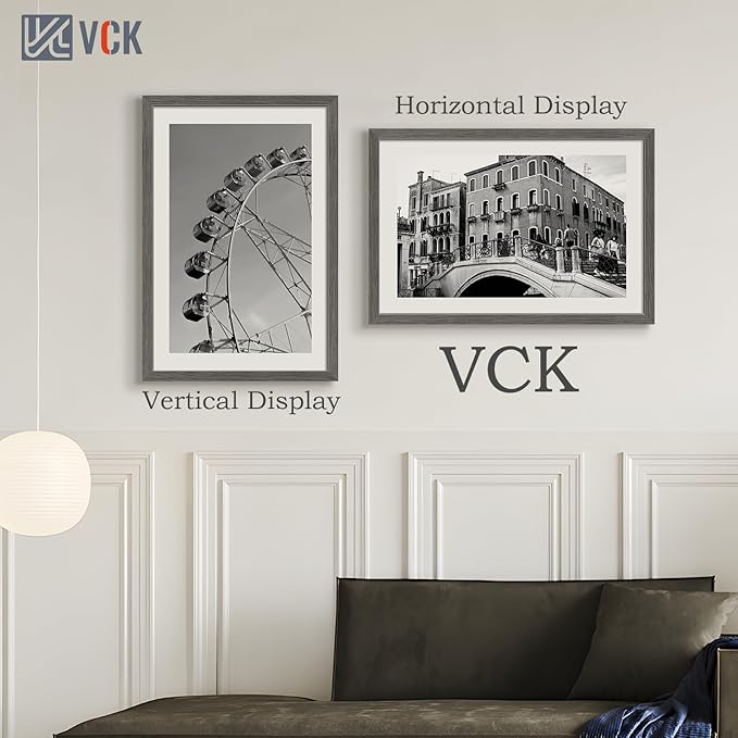 VCK 20x30 Frame 3 pack, Grey Solid Wood Poster Picture Frame, Exclusive Wood Grain, Wall Mounting Hanging-Ruum Studio Home