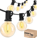 Svater Outdoor String Lights 300 FT, Patio Lights Outside with 156 G40 Shatterproof LED Bulbs, Waterproof Hanging Globe Lighting for Bistro Backyard Cafe Market, Warm White 2700K（3 x 100 FT）-Ruum Studio Home