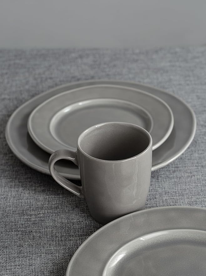 famiware Aurora Coffee Mugs, 14oz Mug Set of 4, Stoneware Mug, Cups for Kitchen, Cappuccino, Latte, Reactive Glaze, Microwave Safe, Scractch-resistant, Slate gray-Ruum Studio Home