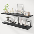 48" Floating Shelves for Wall, 12" Deep Slim Black Floating Shelves, Wall-Mounted Shelves for Bedroom, Living Room, Kitchen, Bathroom - Set of 2-Ruum Studio Home