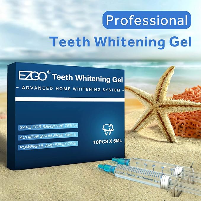 EZGO 10 Pack Teeth Whitening Gel Refills 22% Bleaching Gel, No Sensitive Teeth Whitener, Great for Sensitive Tooth Whitening, Carbamide Peroxide Teeth Whitening Gel, Mint Flavor (10X 5ML)-Ruum Studio Home