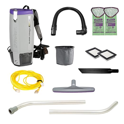ProTeam Super Coach Pro 10 Backpack Vacuum Commercial with 2 Piece Wand Tool Kit, 10 Quart, Corded, 107304-Ruum Studio Home