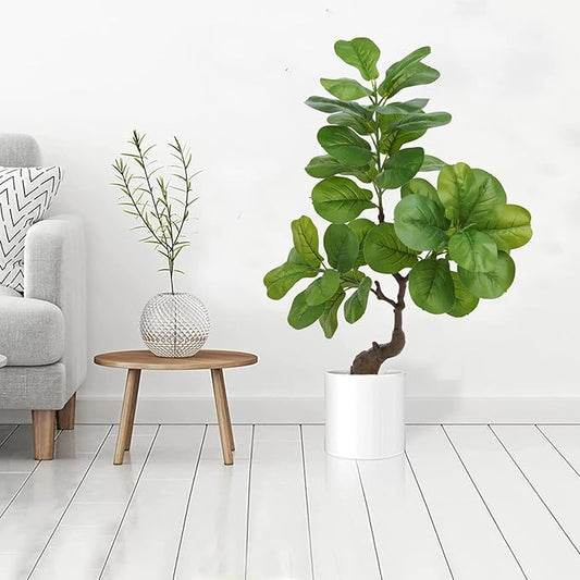 Artificial Fiddle Leaf Fig Tree 49" Fake Potted Tree with Trunks Artificial Tree Realistic Fake Plant for Modern Home Office Living Room Floor Decor Indoor Outdoor-Ruum Studio Home
