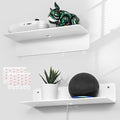 OAPRIRE White Acrylic Floating Shelves Set of 2 - Damage Free Expand Wall Space - 12 Inch Wall Shelves with Strong Adhesive for Bathroom, Bedroom, etc-Ruum Studio Home