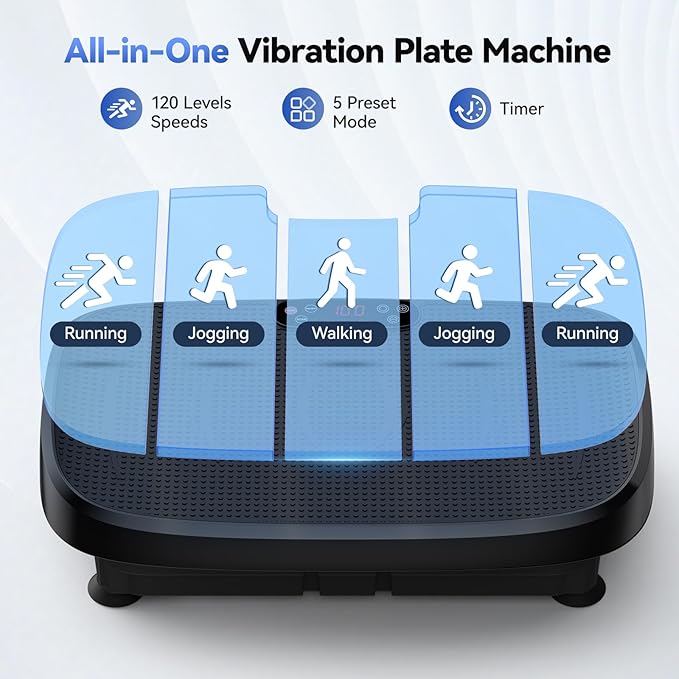 Vibration Plate Exercise Machine - 330lbs Weight Capacity, 120 Speed Levels, 5 Program Modes - Full Body Workout for Home Fitness, Toning & Wellness, LED Display, Low Noise Motor-Ruum Studio Home